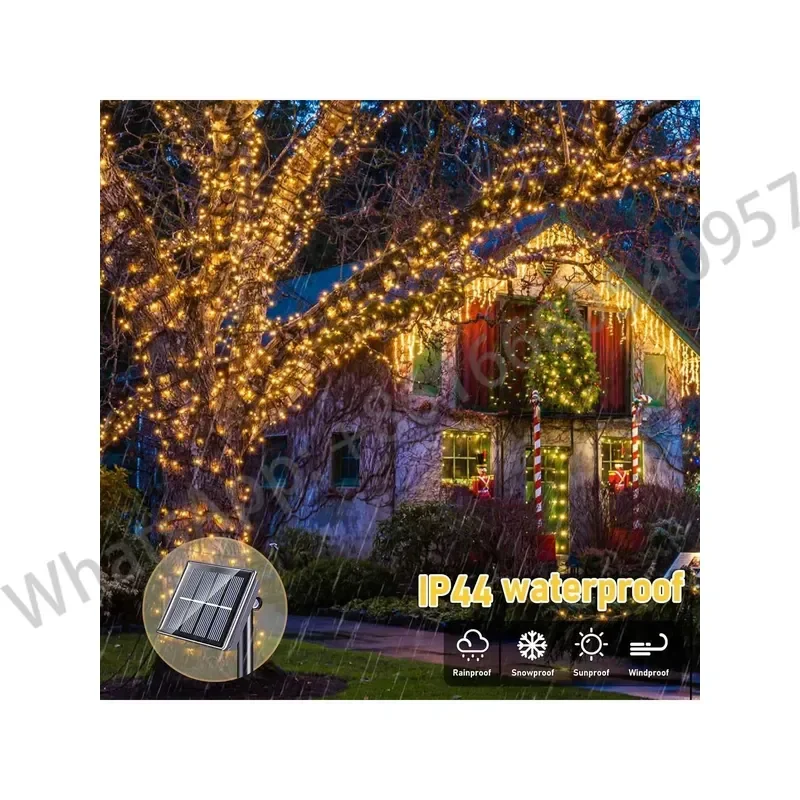 Solar Powered LED String Lights,22m200 LED, 8 Functions Button Control, Waterproof,Warm White, Suitable Wall Bedroom