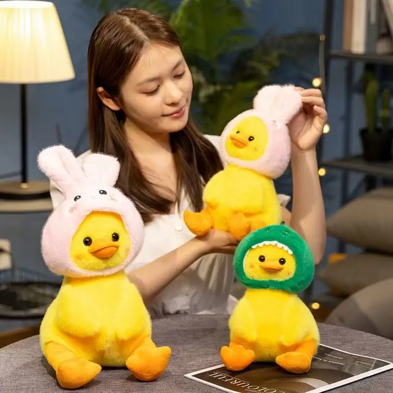 23/30cm New Simulation Transformation Duck Doll Stuffed Plush Toy Cartoon Anime Plants Cute Children's Birthday Gift Fun Doll