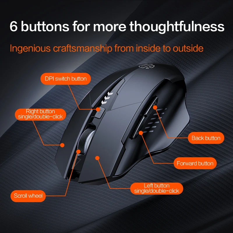 INPHIC A1 Wireless Bluetooth Tri-mode Mouse ricaricabile Office Silent Button Mouse Power Display Laptop Universal Bluetooth 5.0