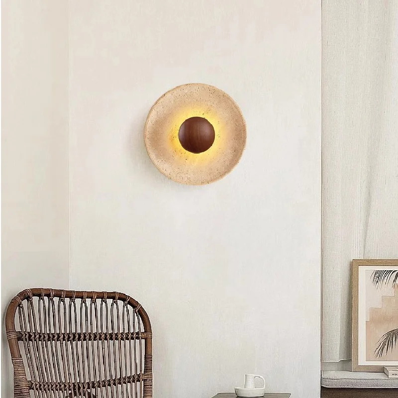 

Exquisite Choice! Nordic Wabi - Sabi Travertine LED Wall Lamp with Japanese - inspired Creativity, Ideal for Bedroom Bedside