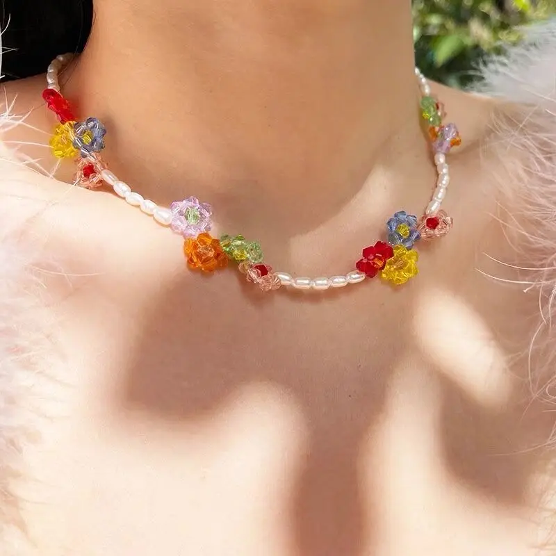 Real Natural Pearl Candy Colors Beads Choker Necklaces Punk Hiphop Designer Runway Rare Simply Gown Boho Top Japan Korean