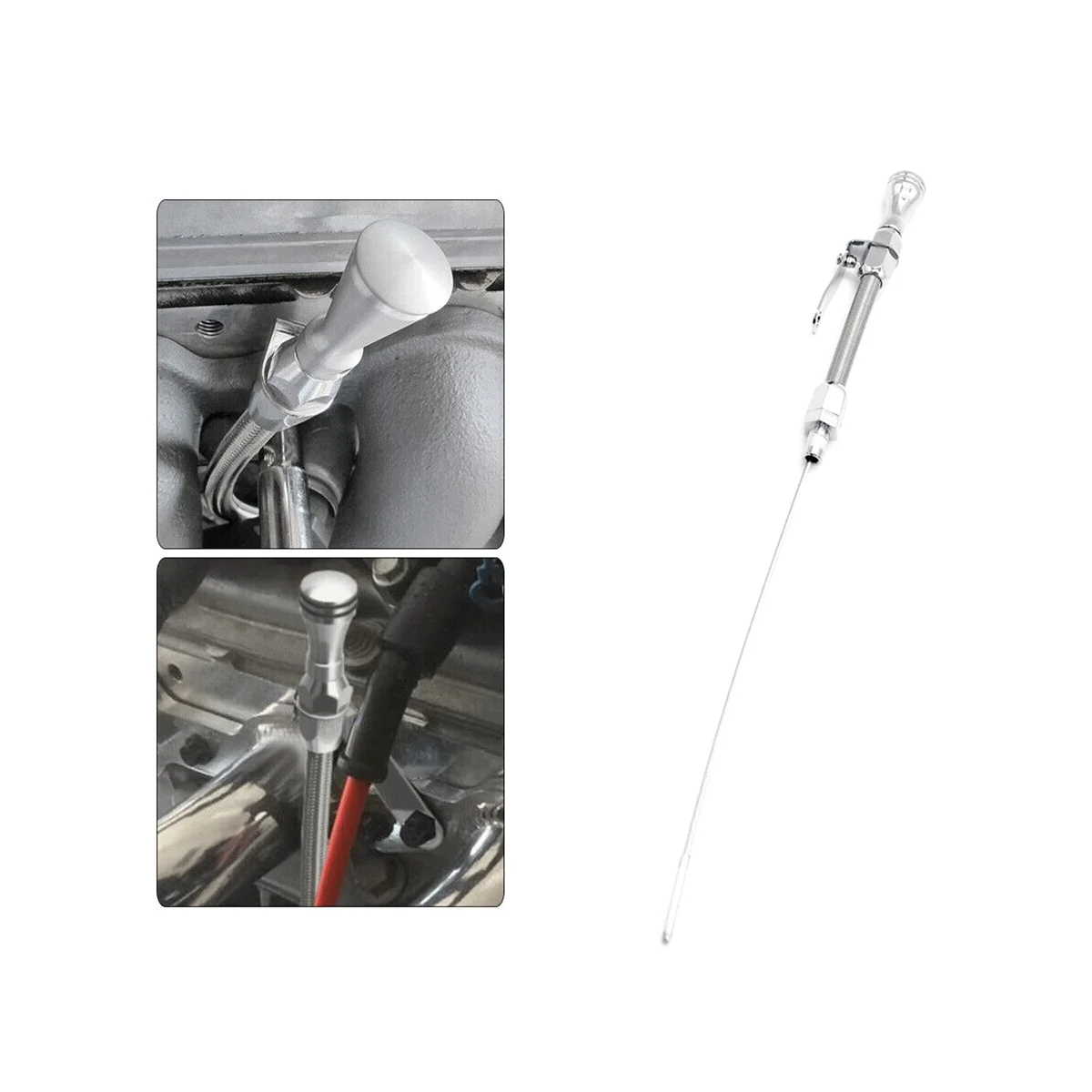 Stainless Braided Firewall Flexible Dipstick Engine Oil Dipstick for Pre-79 Early SBC Chevy 265 283 327 350