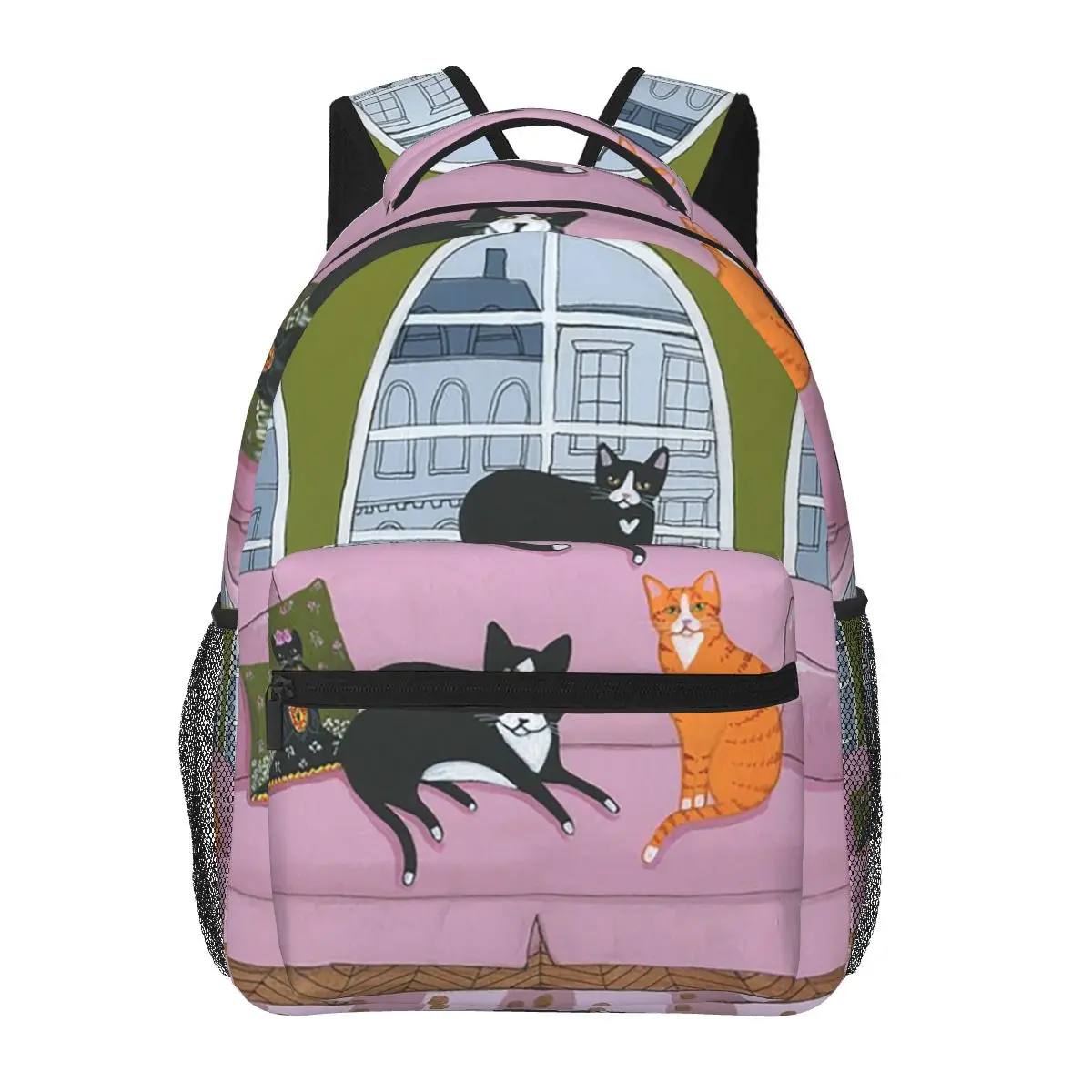 

Cartoon Various Cat In The Sofa Student Backpack School Bag Hiking Travel Daypack for Boys Girls Fashion Bookbag Shoulder Bags
