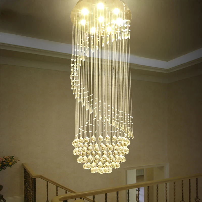 TINNY Modern Crystal Hanging Pendant Light LED Luxury Creative Rotate Chandelier Lamp for Home Living Room Duplex Villa