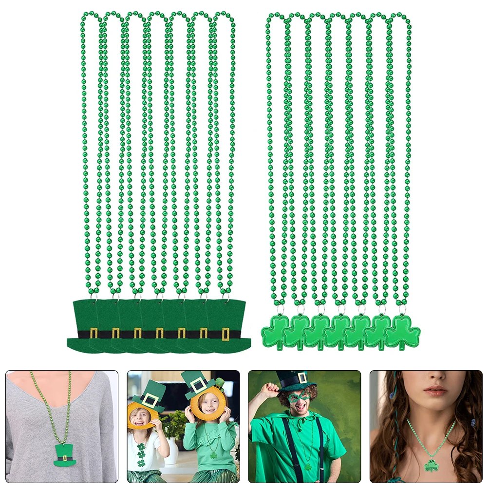 

14Pcs Shamrock Necklace Patrick's Day Pendants Creative Festival Jewelry Stylish Neck Decoration