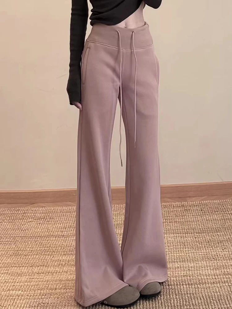 

Y2K микро-клеш брюки женские американские спортивные повседневные свободные утягивающие флисовые спортивные штаны осень-зима