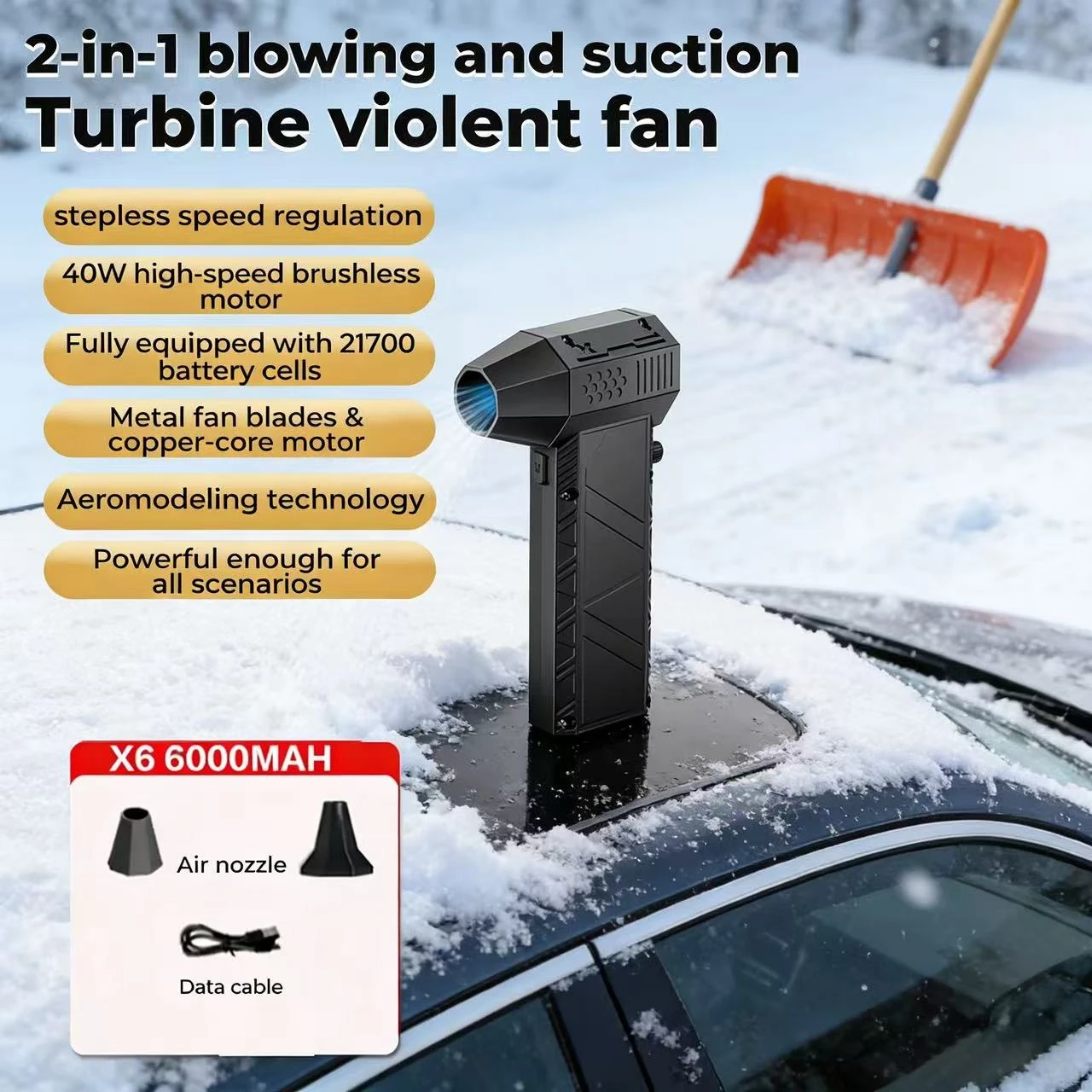 

X6 Мощный воздуходувка 800000 об/мин Бесщеточный жестокий вентилятор Пылесос Сильный ветер 53 м/с Турбоструйный вентилятор Перезарядка типа C