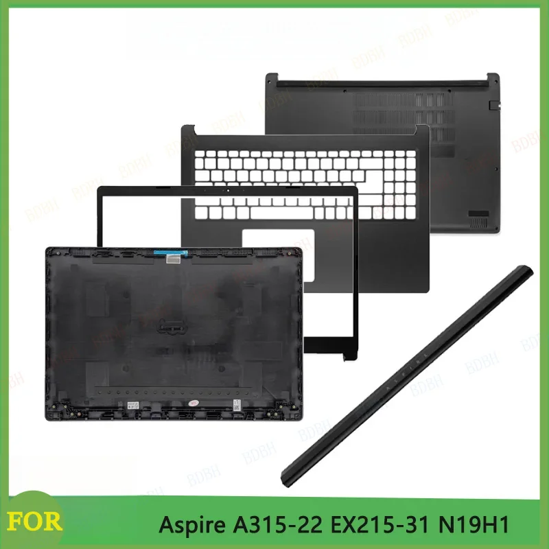 

New Laptop LCD Back Cover Front Bezel Palmrest Upper Hingecover Bottom Case For Aspire A315-22 EX215-31 N19H1 Balck Replace Part