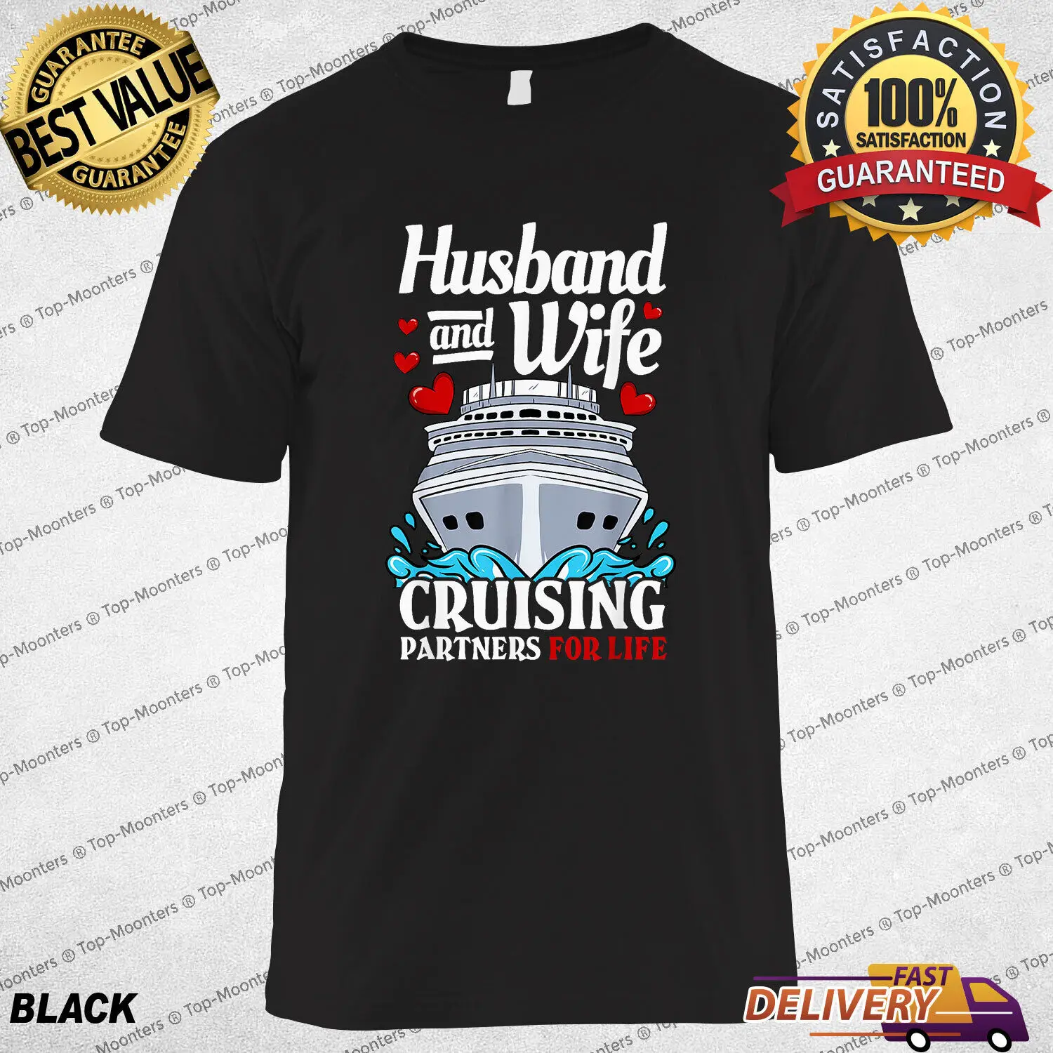 Cruising Cruise Vacation Husband Wife Couple T-Shirt Funny Family Tee Gifts