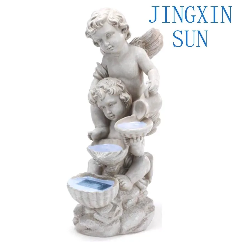 Solar Garden Fountain Resin Angel Waterfall Mini Solar Garden
