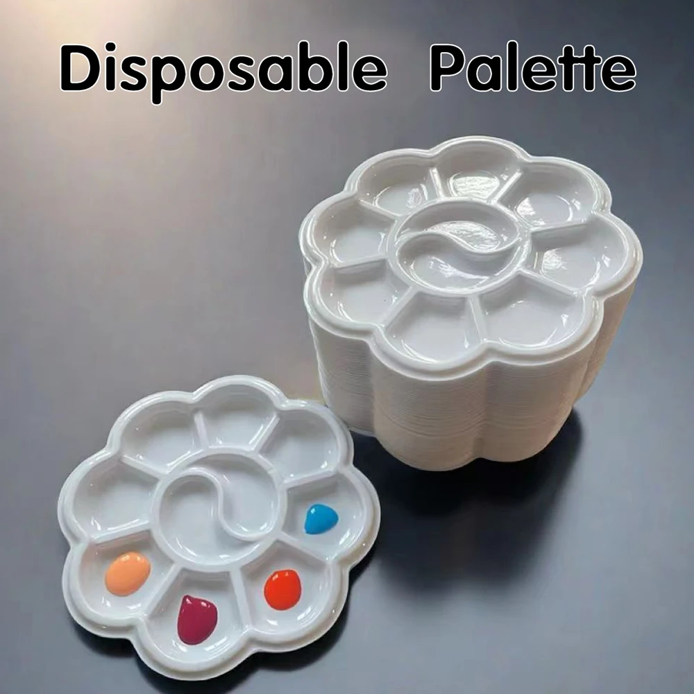 8CM Mini Disposable Plastic Palette Set，No-Clean，Ideal for Watercolor, Acrylic & Gouache Mixing - Art Supplies