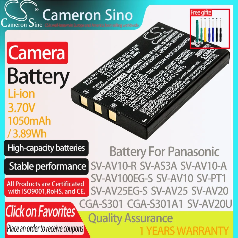 CameronSino البطارية لباناسونيك SV-AV10-R SV-AV100EG-S SV-AS3A SV-AV10 SV-AV30 SV-PT1 يناسب كوداك KLIC-5000 بطارية الكاميرا