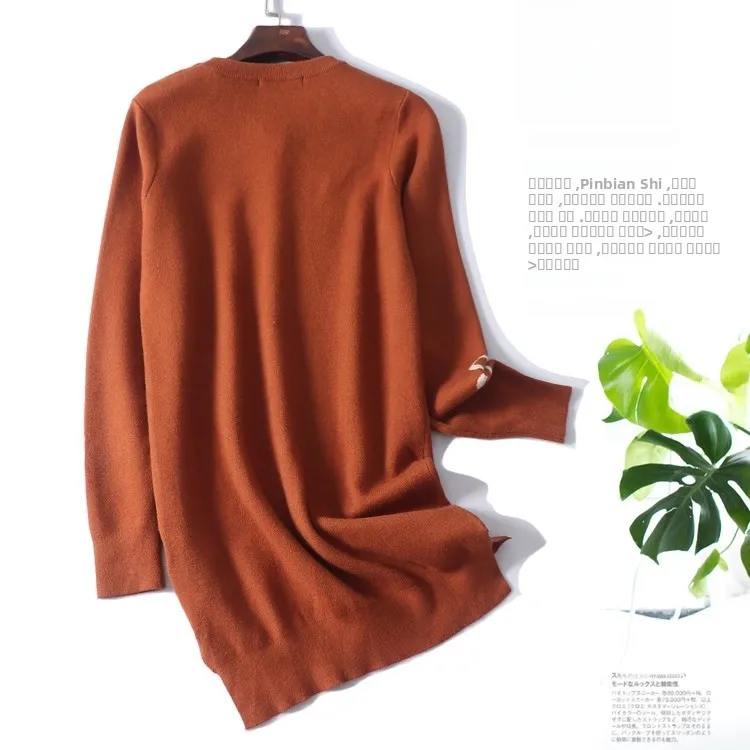 

Retro Artistic Sle Long Sve Knitted Sweater Letter Spotted Autumn Winter Women's Overhead Knitted Sweater RG0C602