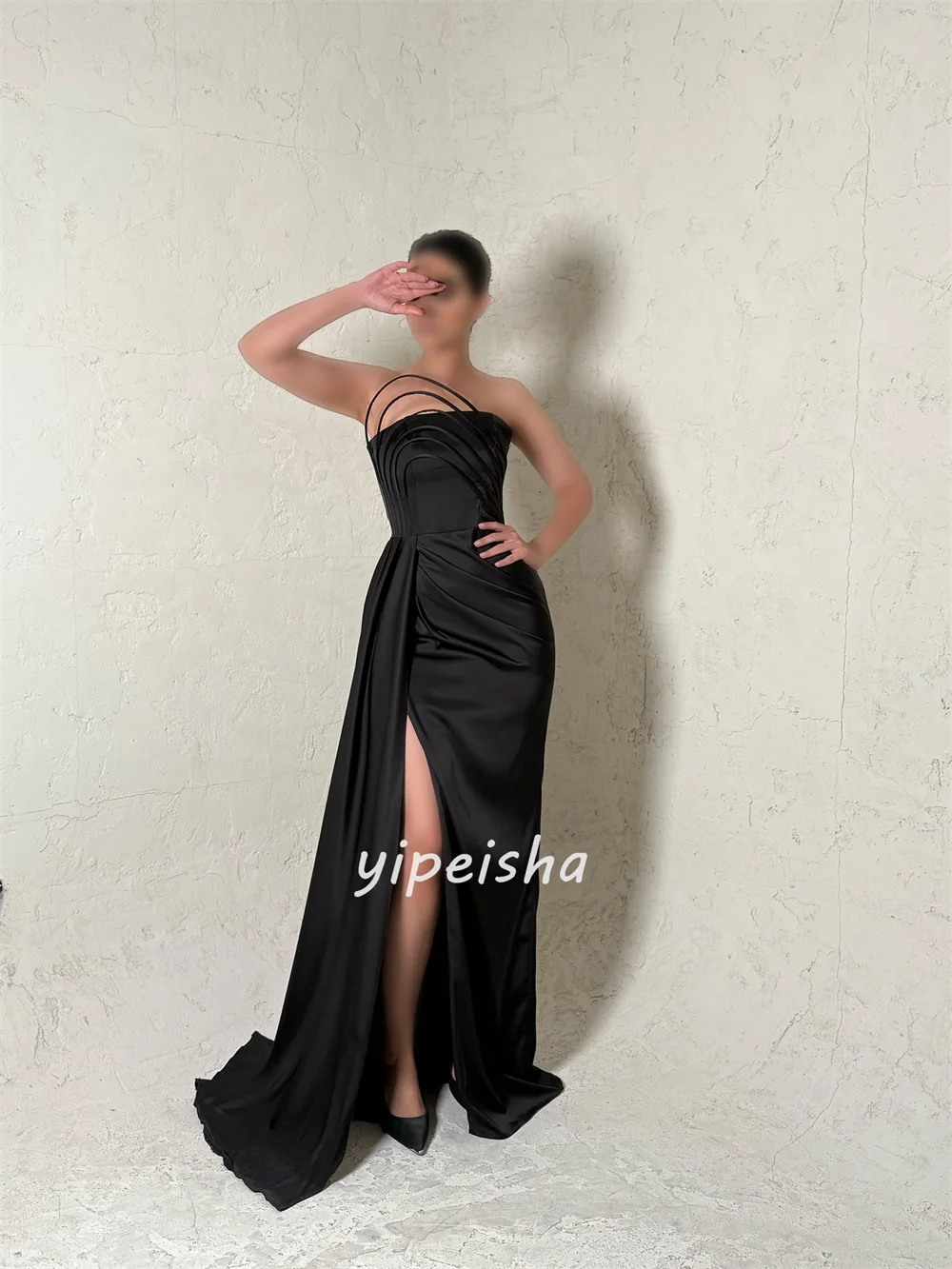 Abiti lunghi senza spalline a sirena increspata in charmeuse eleganti abbinati su misura Abiti per occasioni su misura Taglie disponibili Moda