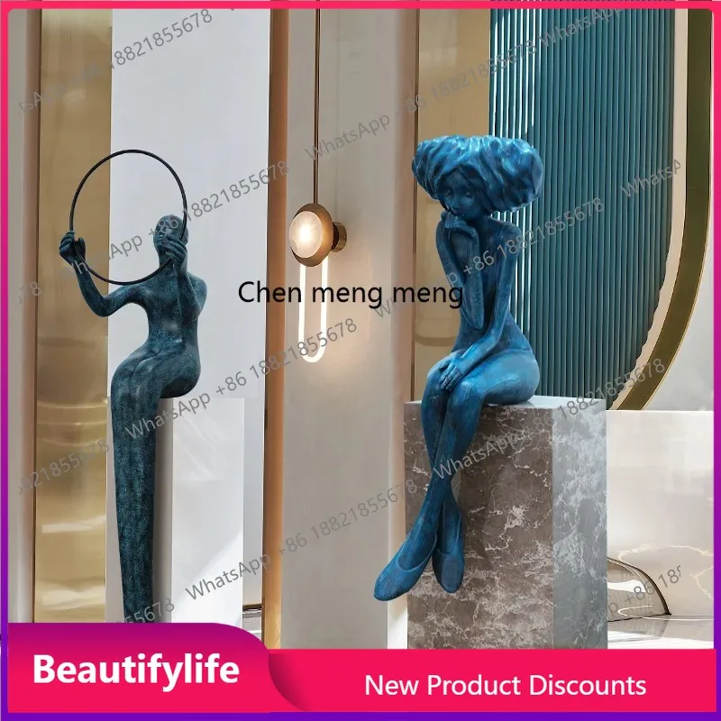 H Modern figure fiberglass creative large-scale floor-to-ceiling sculpture hotel soft decoration model room indoor large