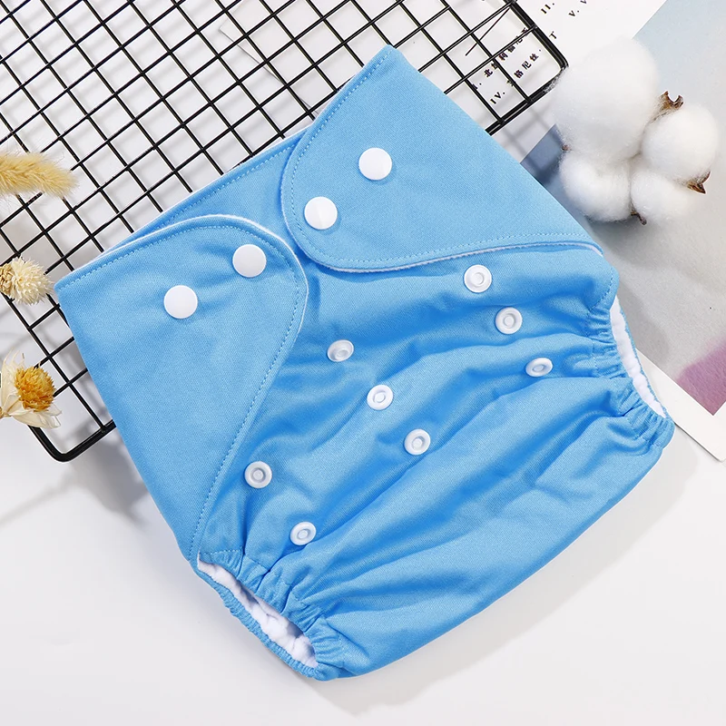 AIO 1PCS Ecology Cloth Diapers Baby Diaper Reusable Waterproof Panties Solid Color Cloth Nappies For 0-3 Year Baby