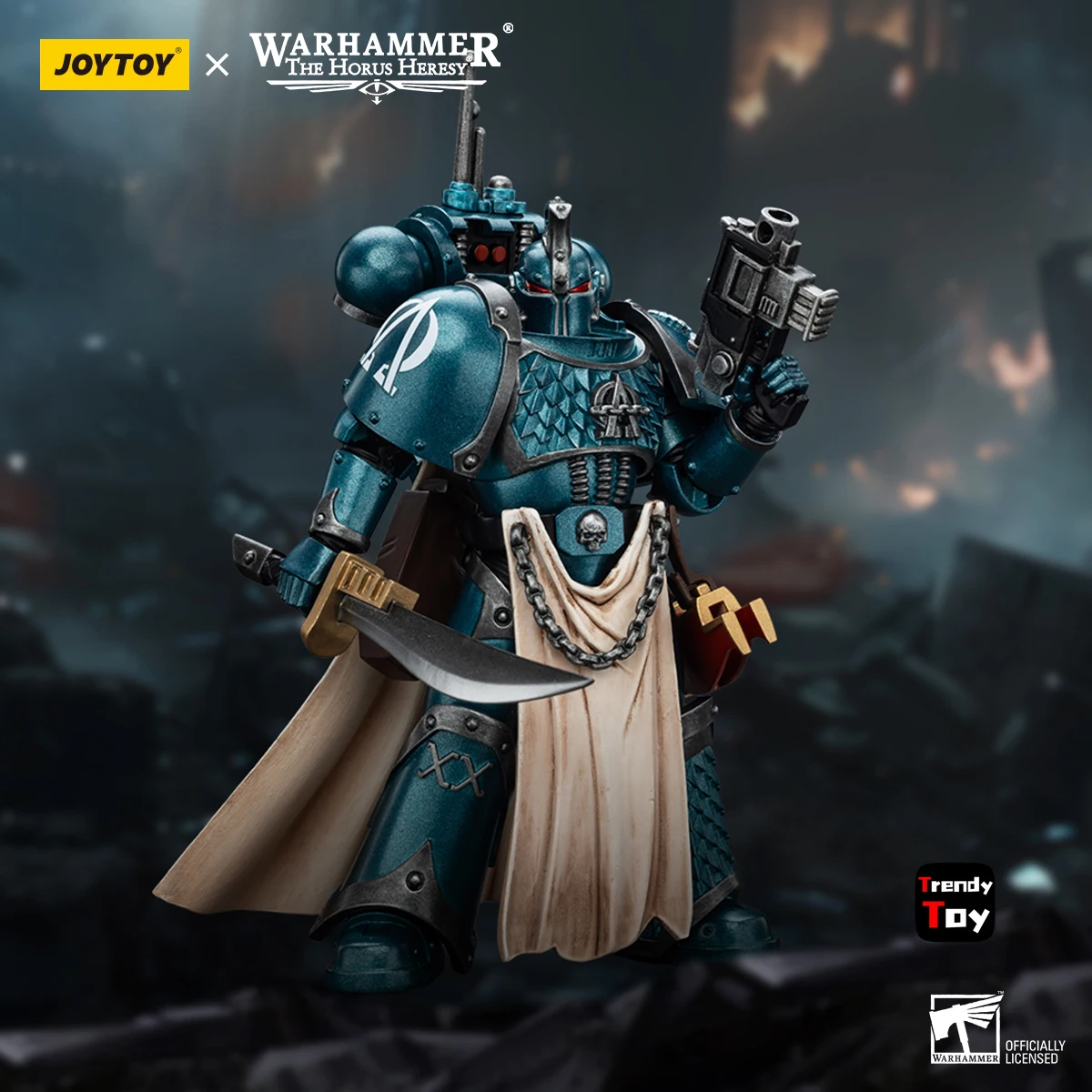 

【Доставка в течение 24 часов】Фигурка JOYTOY Warhammer 40K Alpha Legion Legion Praetor с мечом Power Sword, масштаб 1/18