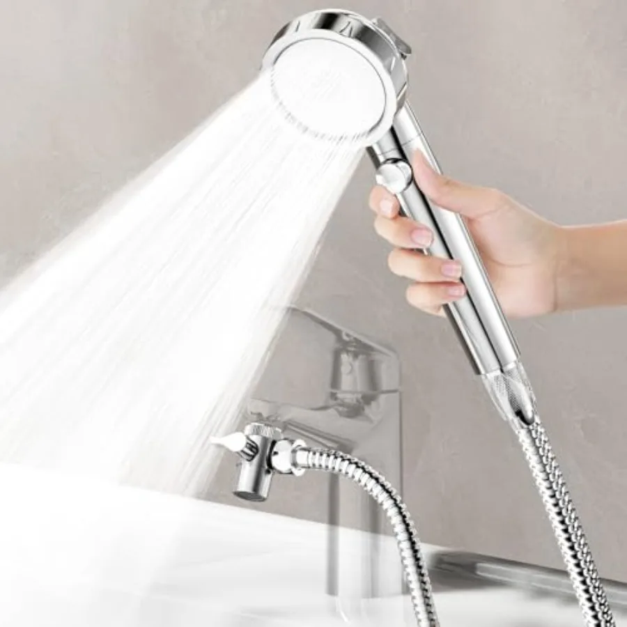 

Sink Hose Attachment for Faucet with 5 Adapters Tub Faucet Sprayer Attachment 3 Spray Modes Shower Head with ON/OFF Button Filt