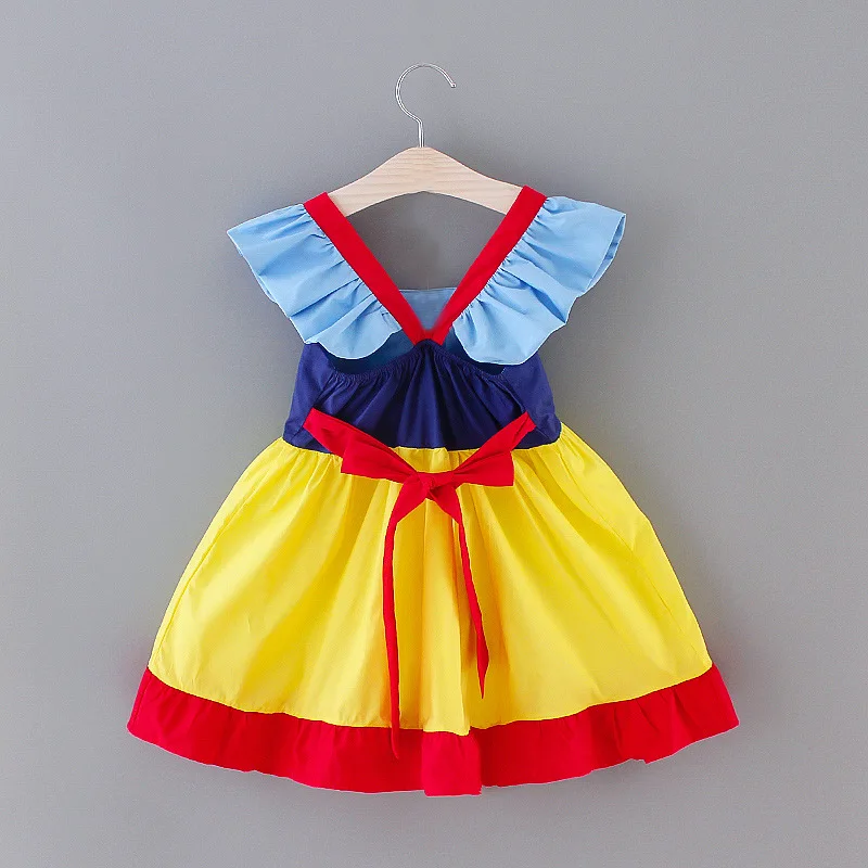 Summer camisole dress for girls rainbow color matching dance dress princess style small flying sleeve dress