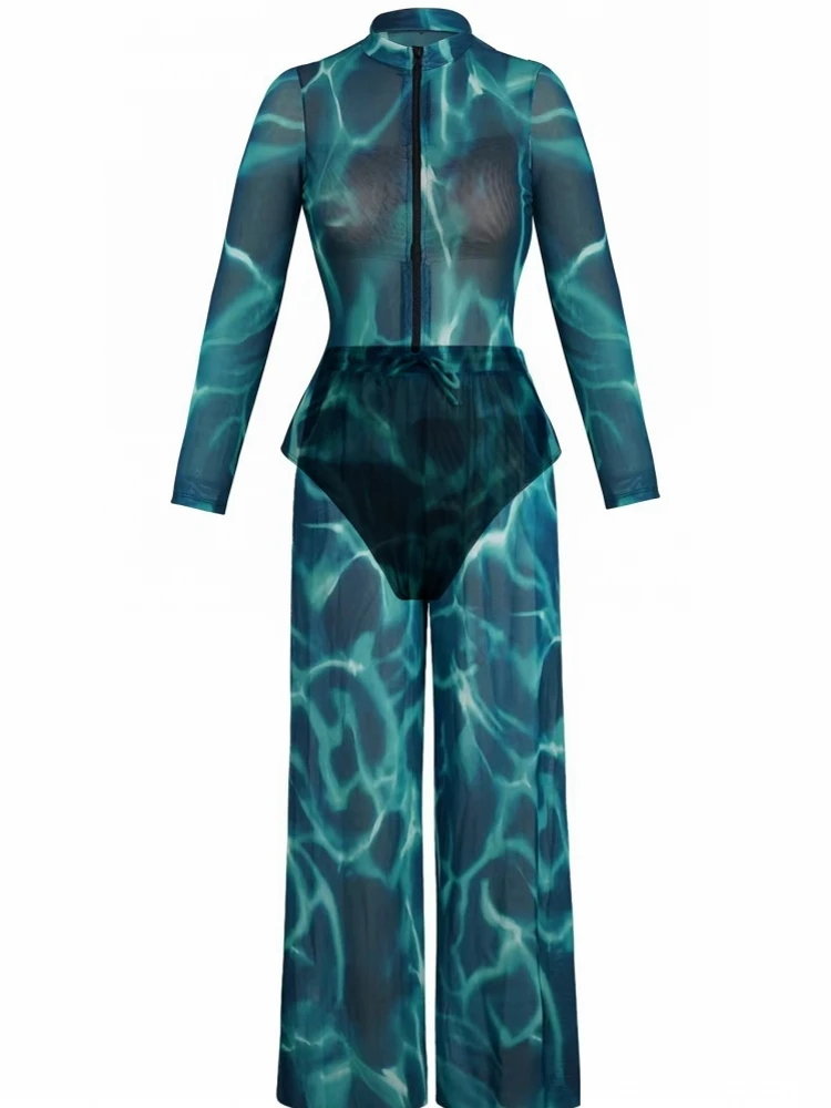 

Винтажный купальник-рашгард 2026 из сетки с защитой от УФ-излучения UPF50, цельный, с шортами, женский, сексуальный, для защиты от солнца, пляжная одежда