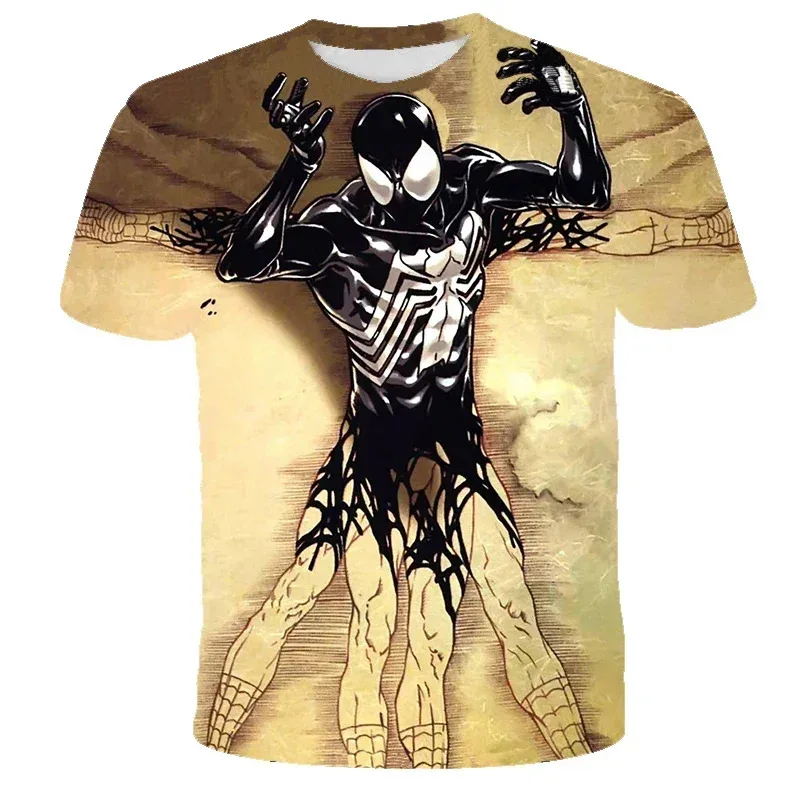 Disney 2024 Spiderman 2024 New Kids Summer Print Boys Short Sleeve T-shirt 3D Print Casual Breathable Funny Girls Tops Tshirt