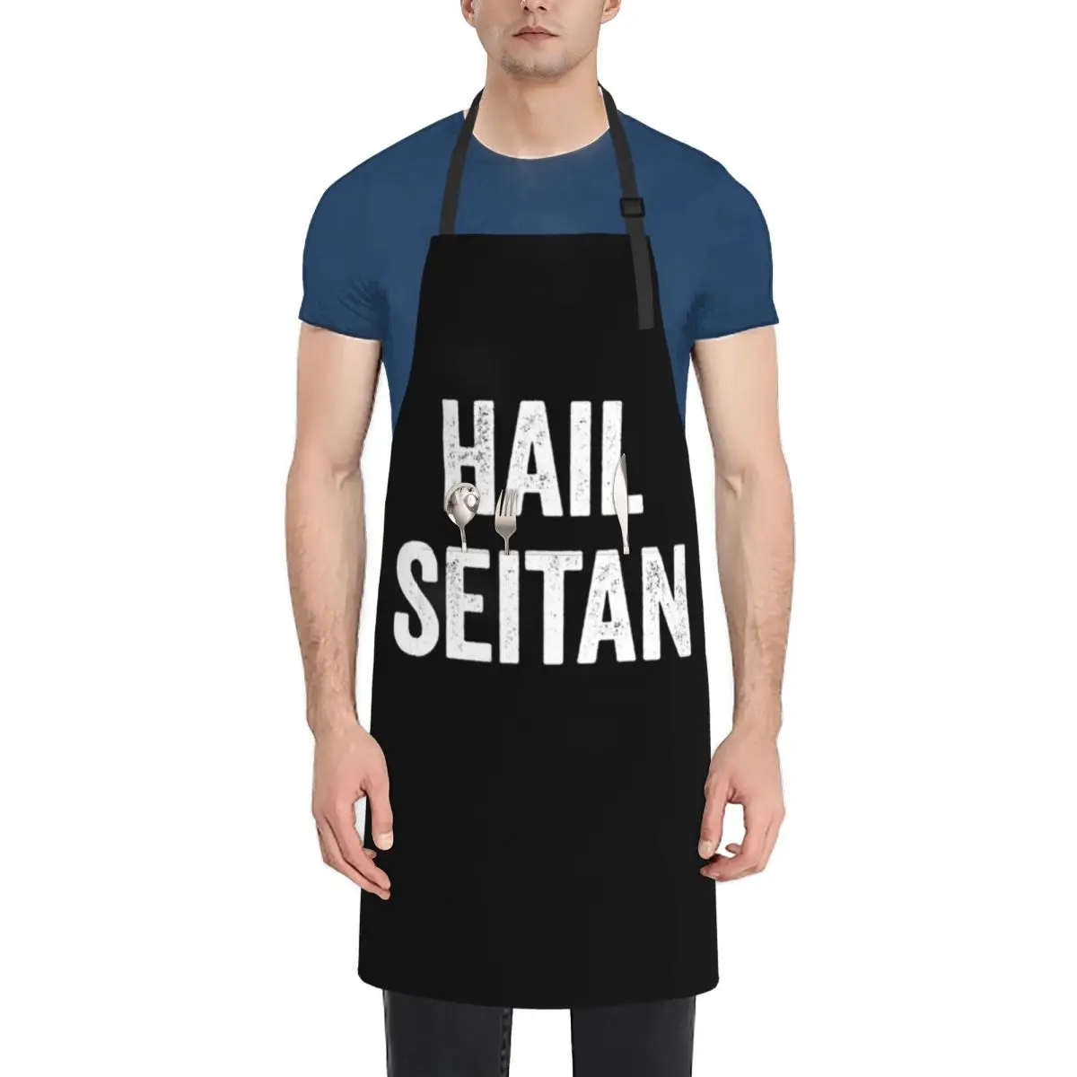 Hail Seitan Vegan Message Apron Sexy Men kitchen Women Kitchen Apron