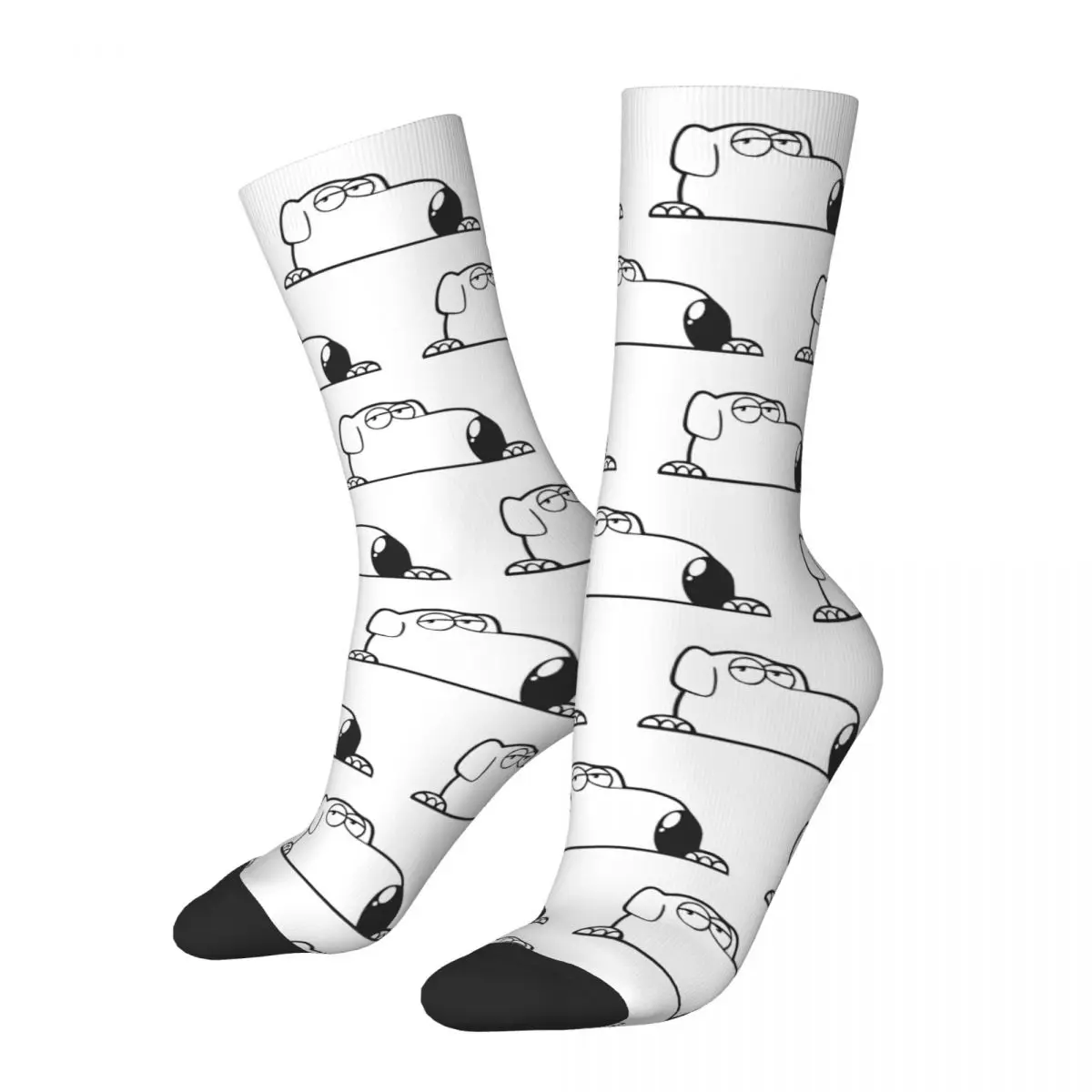 Colorful Families Guys Brian Dog Peeker Cartoon Football Socks Polyester Long Socks for Women Men Non-slip