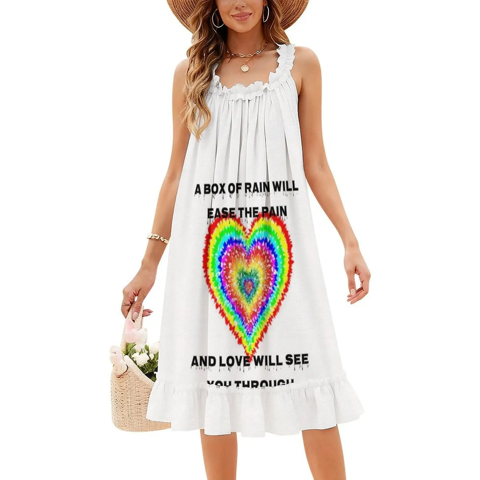 صندوق المطر فستان بوهيمي عتيق بأكمام منتفخة أو خيارات بدون أكمام للنساء فستان يساعد على الطريق جيري جارسيا هيبي #4