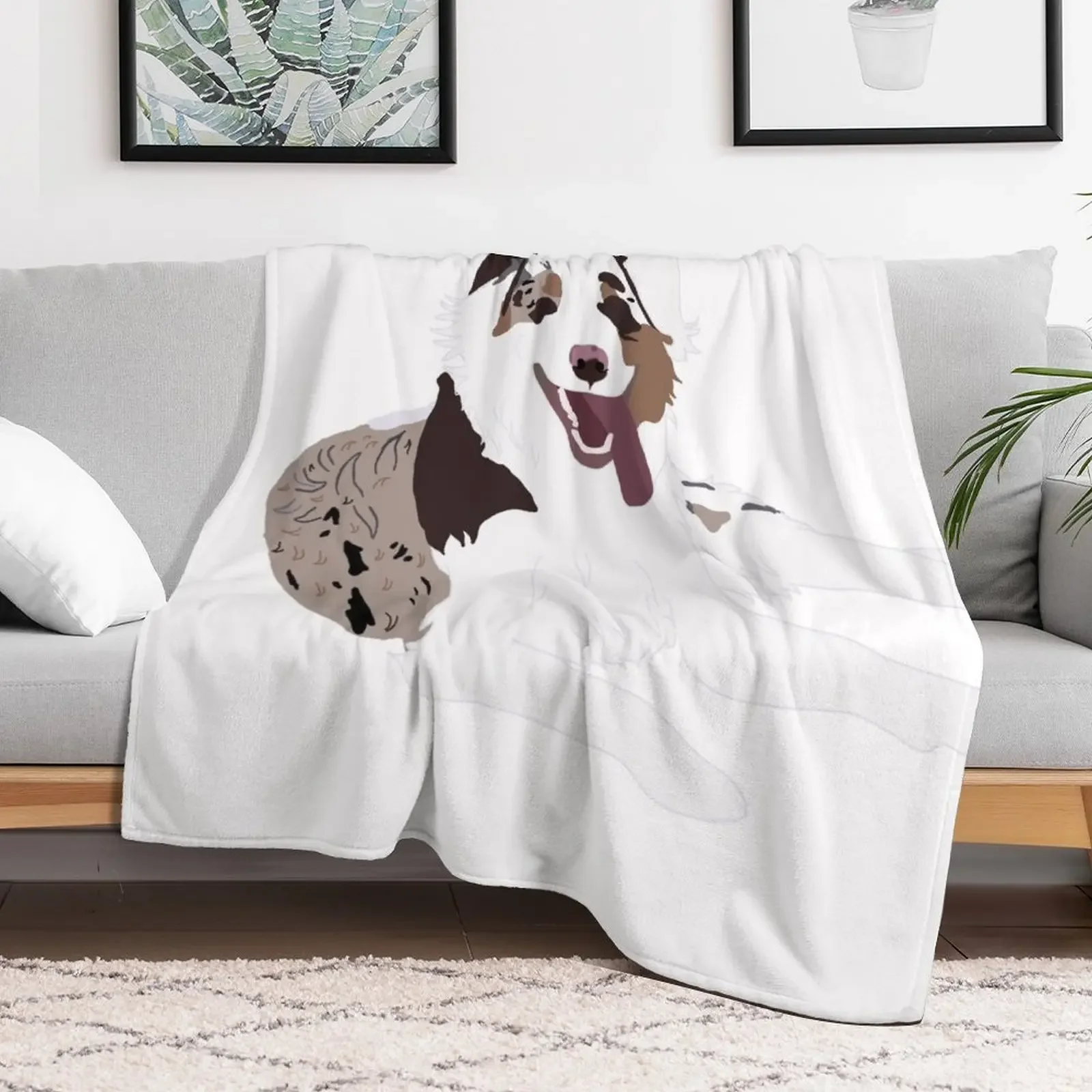 Red Merle Austrailian Shepherd Throw Blanket Cozy Warm Blanket for Bed Room Decor