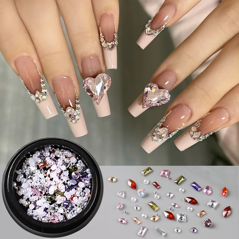

Y2K Zircon Pearl Steel Beads Nail Art Decoration Shiny Mini Zircon Pearl Jewelry Luxury Design Manicure Accessories Ornaments