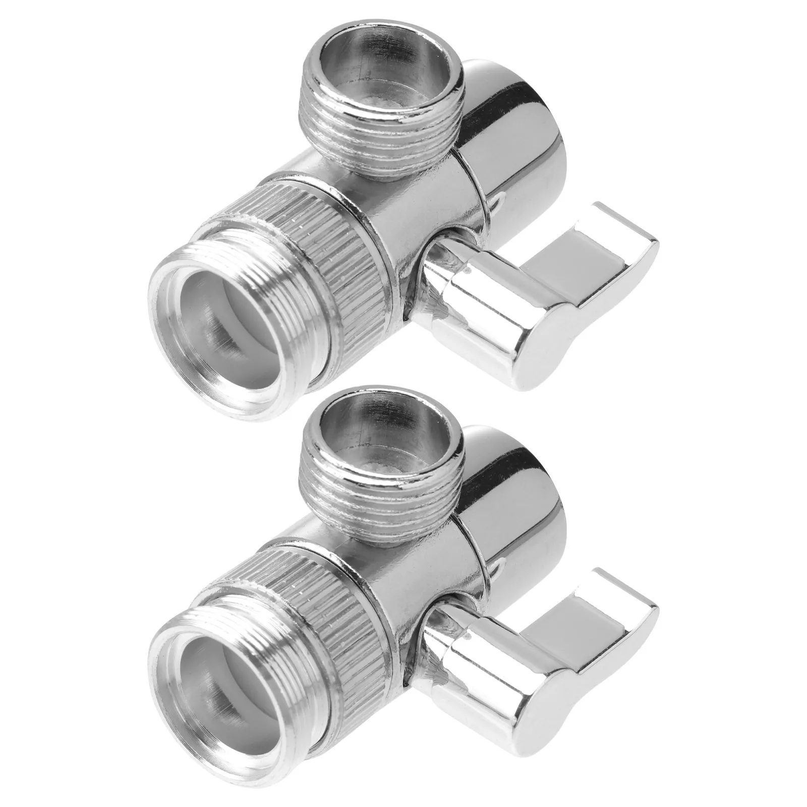 

2pcs Shower Diverter Valve Faucet Nozzle Zinc Alloy 3Way Water Splitter Bath Supplies Rotating Joint Long Handle