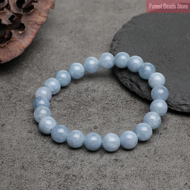 6/8/10/12mm Natural Blue Chalcedony Jasper Jade Bracelets Classic Men Women Buddha Bracelets Minimalist Yoga Meditation Jewelry