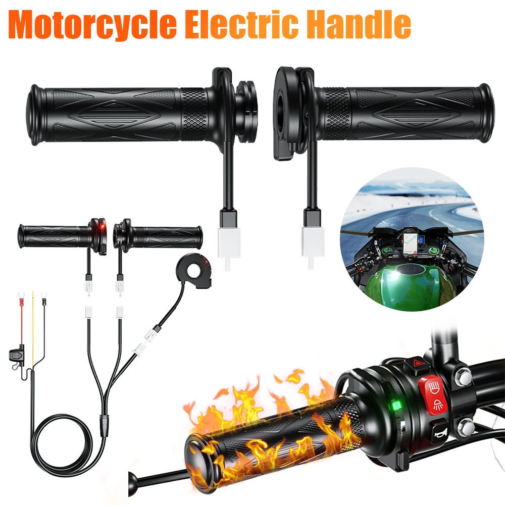 

Electric Hot Heated Handlebar 5-Gear Electric Heating Handle Smart Temperature Control Motorcycle Heating Handlebar for Winter