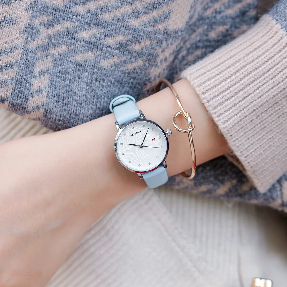 Leather Strap Women'S Watch Simple Design, With Calendar Function, Quartz Movement, Suitable For Students And Fashionable Women.