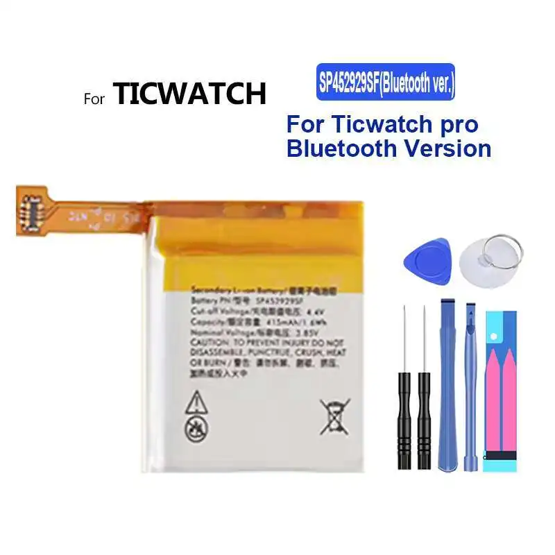 

For Ticwatch Pro Bluetooth Version SP452929SF Ver. 415Mah Watch Battery Long-Lasting Performance