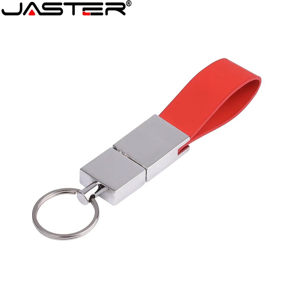 

JASTER Red Leather USB 2.0 Flash Drive 128GB Creative Gift Memory Stick 64GB Pretty Metal Lid Pen Drive 32GB with Free Key Ring