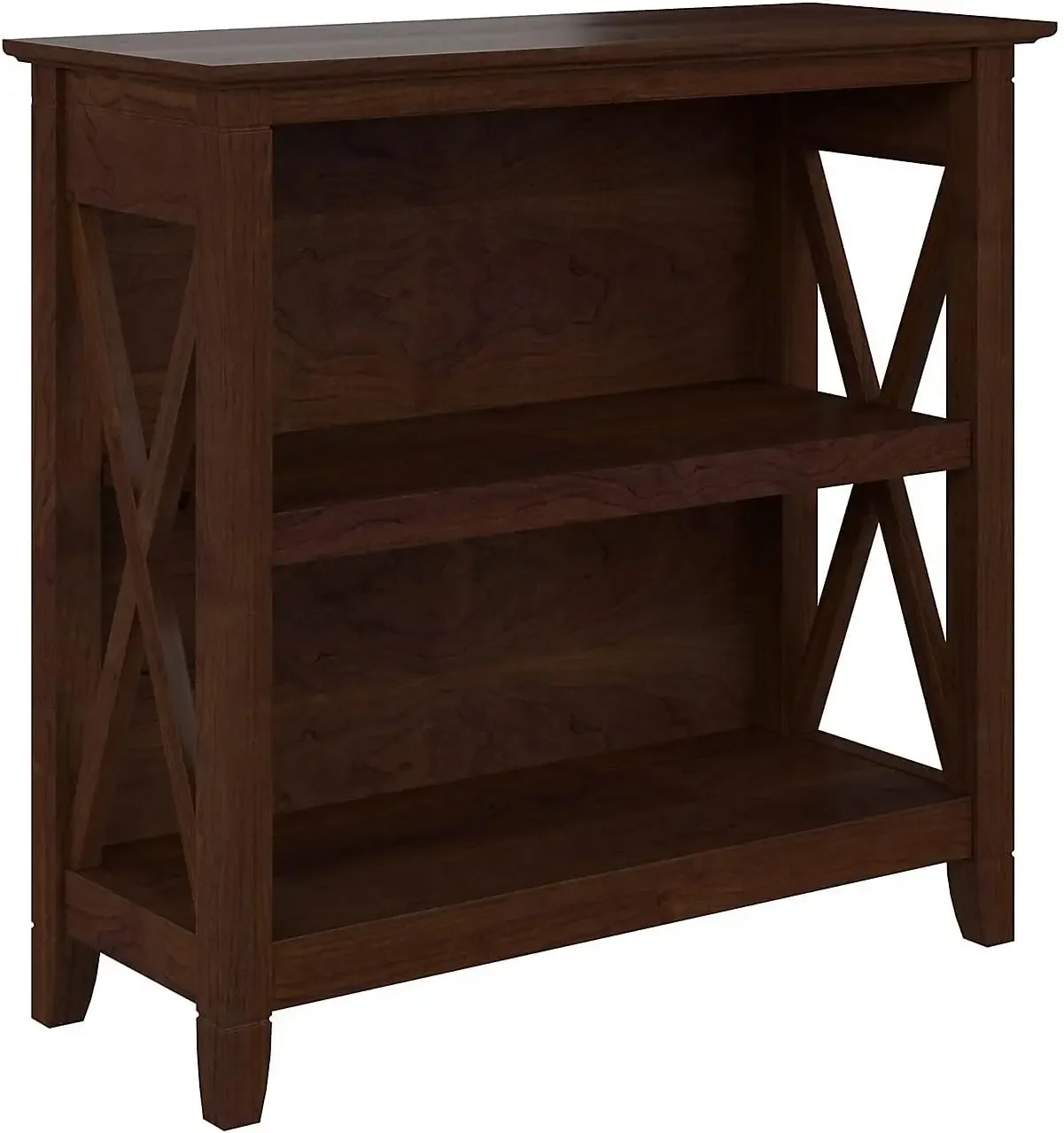 Furniture Key West Small 2 Shelf Bookcase in Bing Cherry Low bookcase has one adjustable shelf and one fixed shelf to accommod