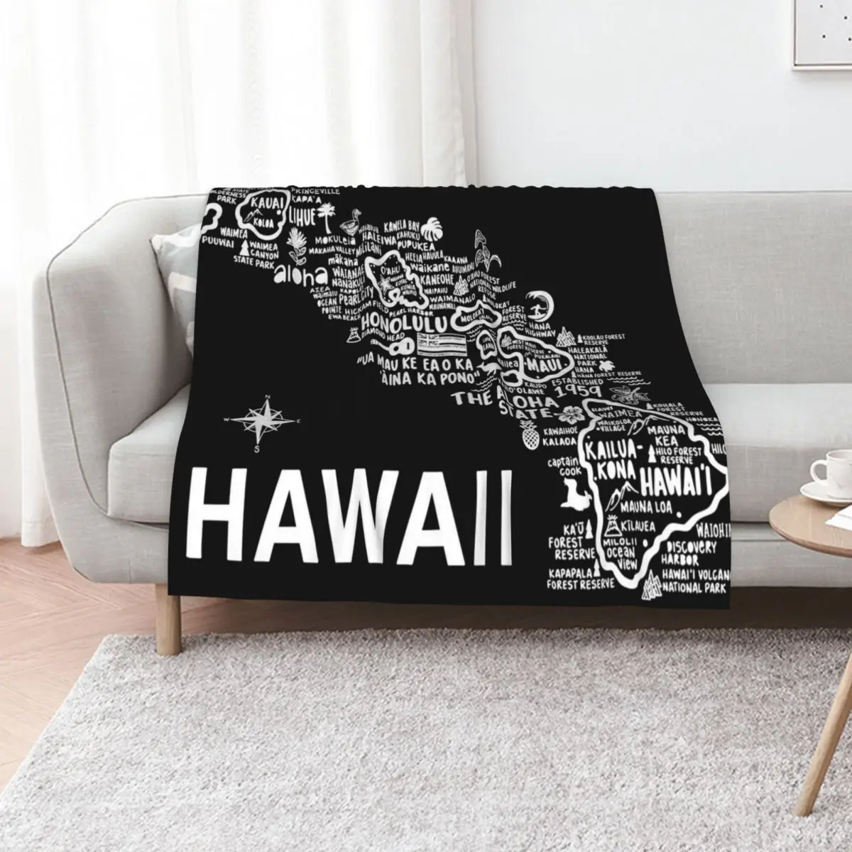 Hawaii Map Throw Blanket Cute Beautifuls For Baby Nap for winter Soft Blankets