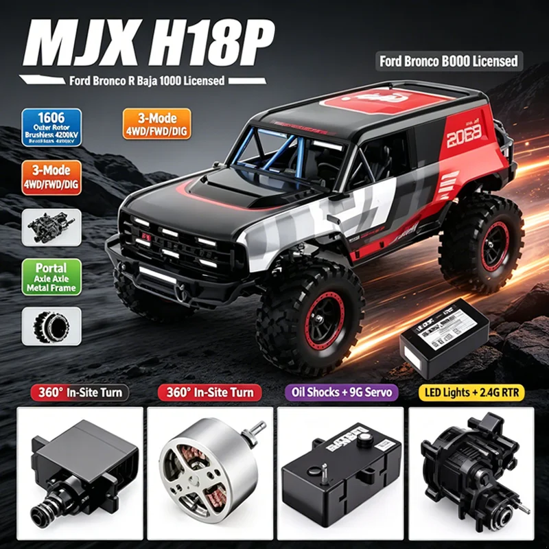 1/18 Scale 4WD Brushless RC Car H18P Off-Road Climbing Vehicle Remote Control Model Toy Truck RTR