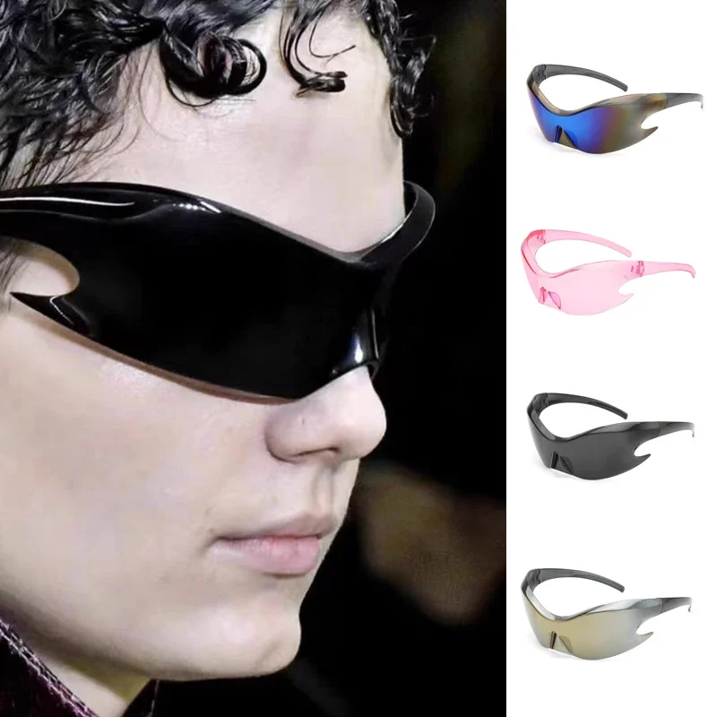 Vintage Cycling Glasses Men Women Sunglasses Y2K Eyewear Motorcycle Hip Hop Outdoor Sports New One Piece Sun Glasses Anti-UV