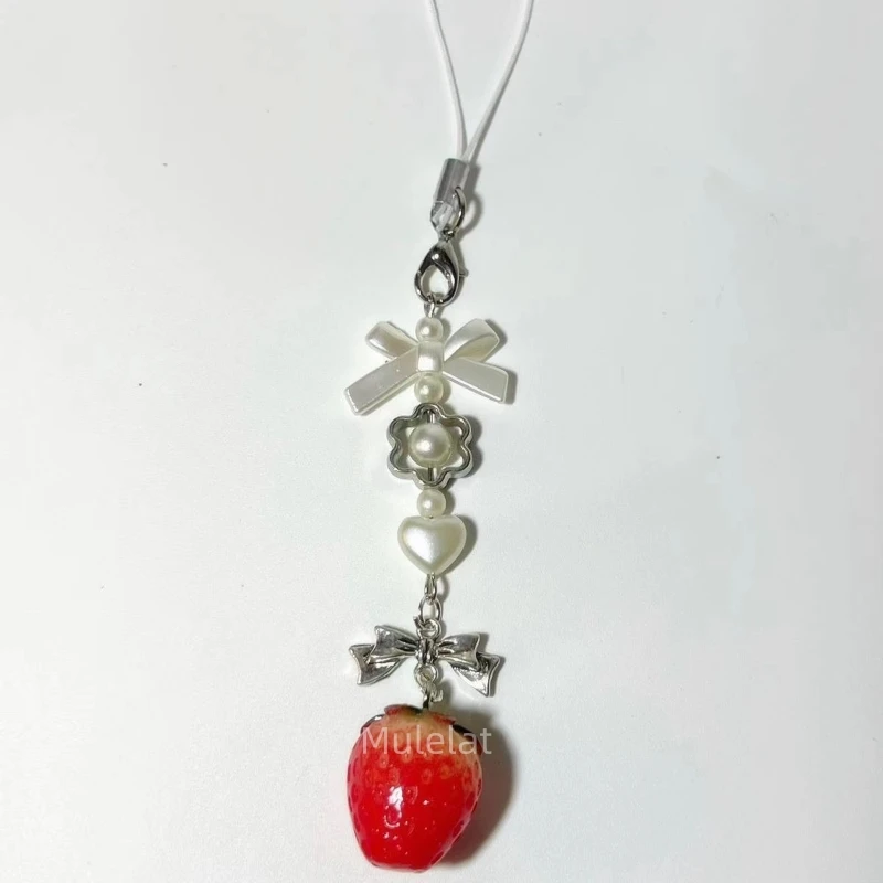 Handmade strawberry phone charm | Strawberry design | Simple elements | bow