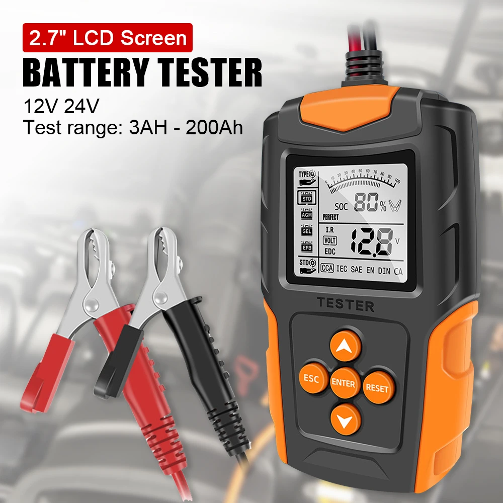 12V Car Battery Tester 24V Truck Test Cranking Charging Tool For Wet GEL Lead-acid Battery Smart Analyzer Auto Diagnostic Tools