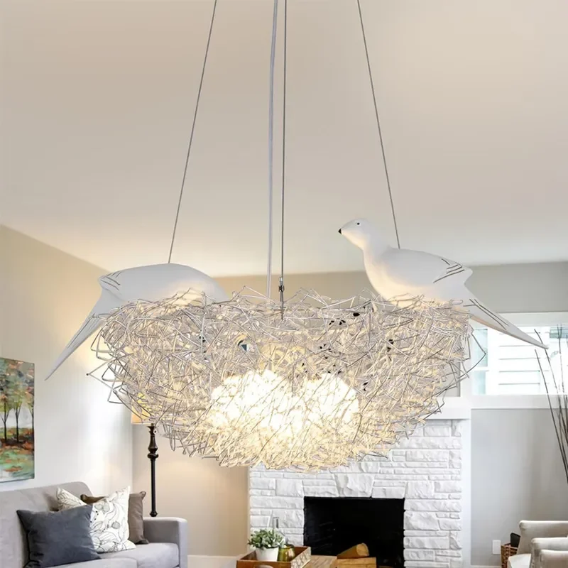 Creative Bird Nest LED Pendant Lights Personalized Living Room Decoration Bedroom Chandeliers Novelty Lighting Home Hanging Lamp