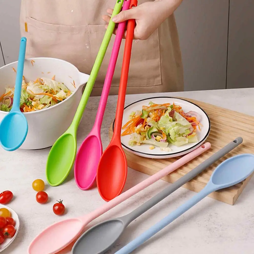 Mixing Spoons Long Handle Salad Mixing Spoon Food-grade Kitchen Stirring Utensil Ergonomic Dessert Coffee Serving Tool