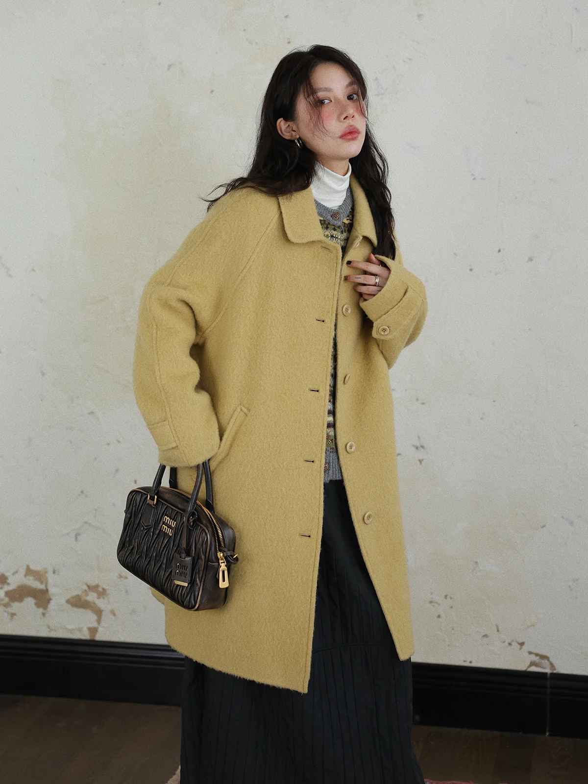 

Высококачественное двустороннее шерстяное пальто DR для женщин, осенне-зимнее, модное, утепленное, с длинными рукавами, цветное шерстяное пальто-жакет