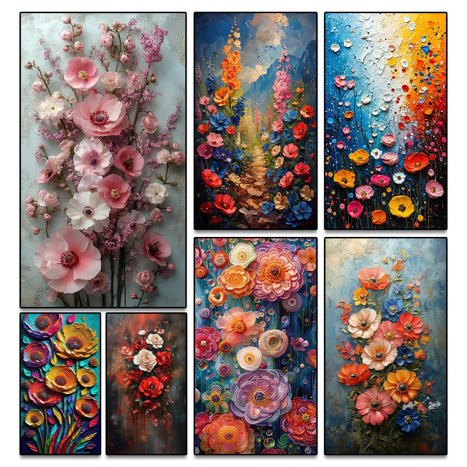 

Diamond Painting Art DIY Watercolor Flowers Colorful Diamond Mosaic Kit 100%5D Square Round Rhinestone Cross Stitch Home Decor