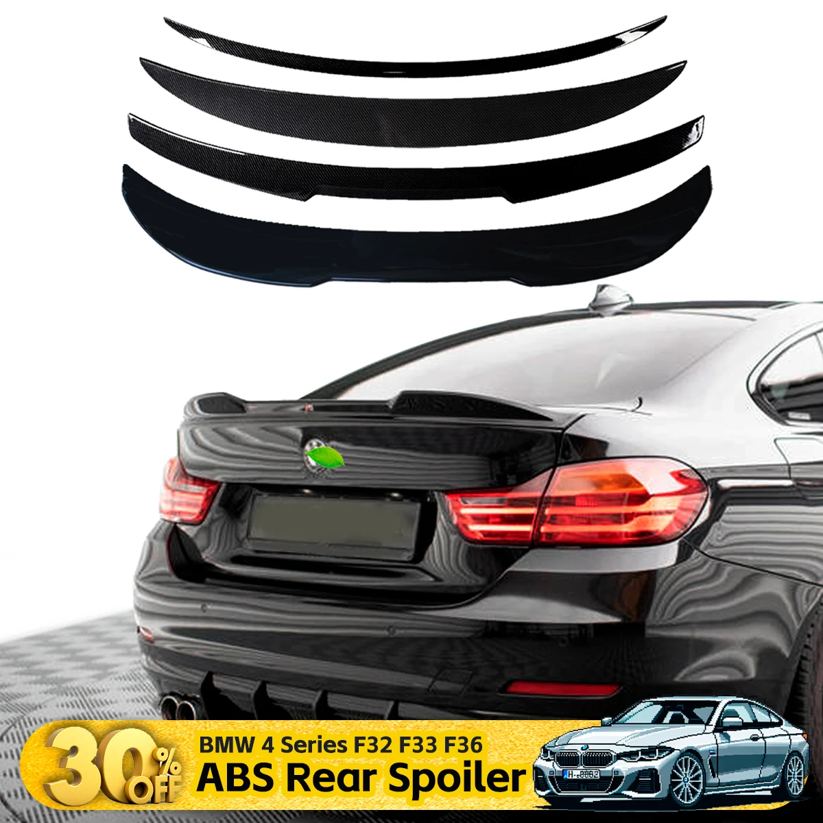 

For 2013-2020 BMW 4 Series F32 F33 F36 M4 MP PSM Style Rear Trunk Lid Carbon Black Spoiler Wings Car Tuning Accessories Part