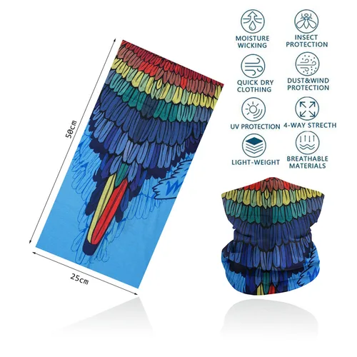 Imagen 2 del producto Polaina de cuello de payaso para hombres y mujeres, protección UV a prueba de polvo, pañuelo con estampado artístico de águila de secado rápido para ciclismo, pañuelo para senderismo