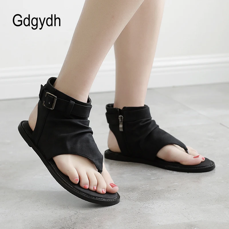 Gdgydh Japanese Cosplay Shoes Flip Flops Women Flat Heels Gift Accessory For Halloween Slingback Sandals Summer with Zipper