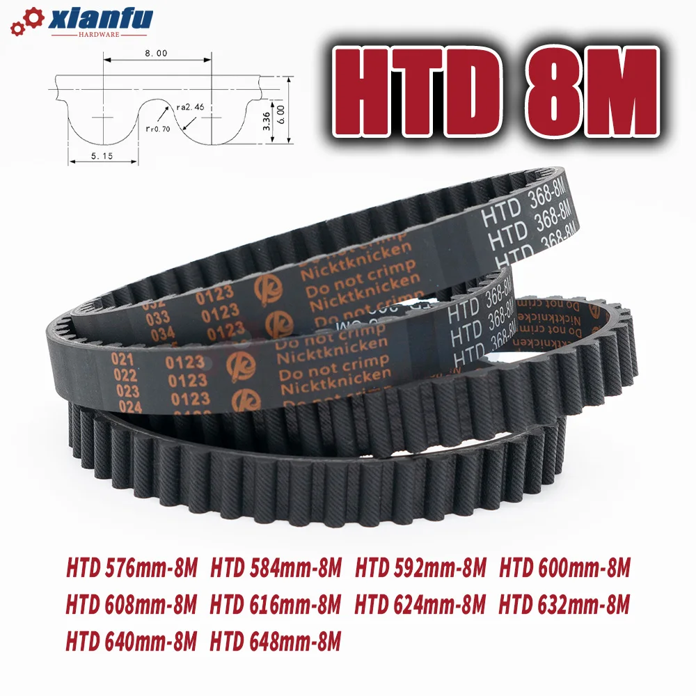 HTD 8M Timing Belt Rubber Perimeter 576 584 592 600 608 616 624 632 640 648mm Width 10~50mm HTD8M Drive Machine Transmission CNC - Image 6